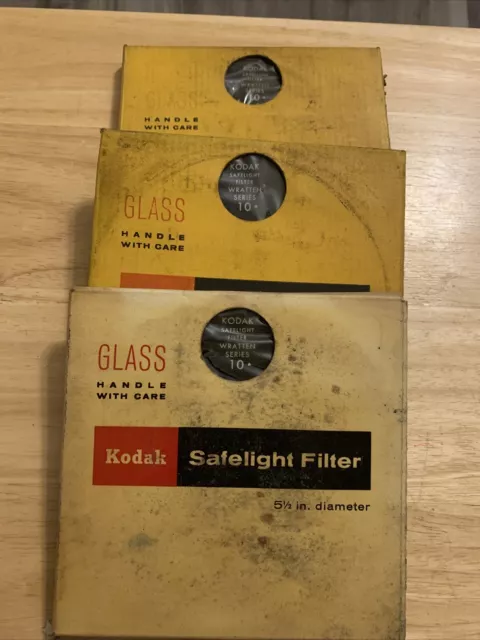Luz de seguridad Kodak No. Filtro de luz de cuarto oscuro de vidrio 10, 11 OA 5-1/2" diámetro lote de 12