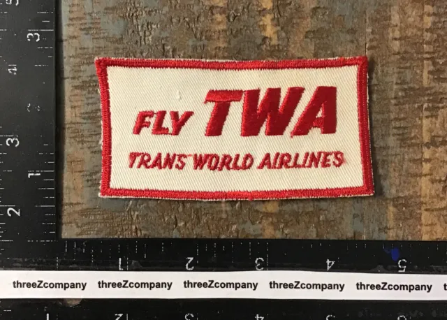 Vtg Fly TWA Trans World Airlines Aviation Logo Sew-On Uniform Patch Twill