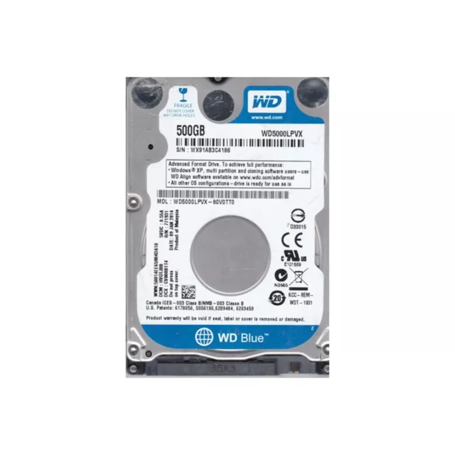 (USED) Western Digital 2.5" 500GB SATA HARD DRIVE (WD5000LPVX-80V0TT0) 2