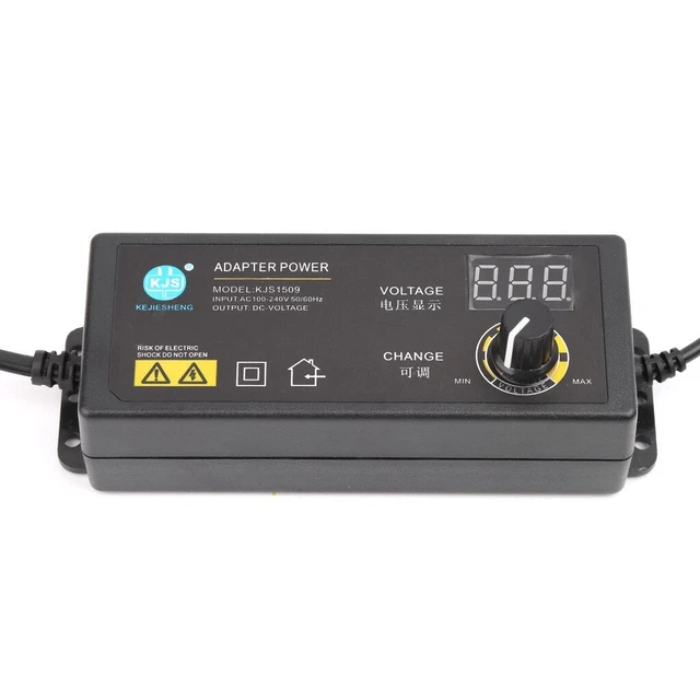 Adaptateur secteur prise UE PC + ABS + métal réglable AC100V-240V vers DC3V-24