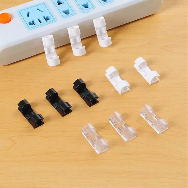 20* Self Adhesive Wire Cable Cord Clips Clamp Wall Table Tidy Holder Organizer N
