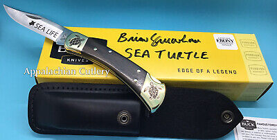 Brian Yellowhorse Custom Buck 110 Lockback Turtle Sea Life USA Knife Knives NEW