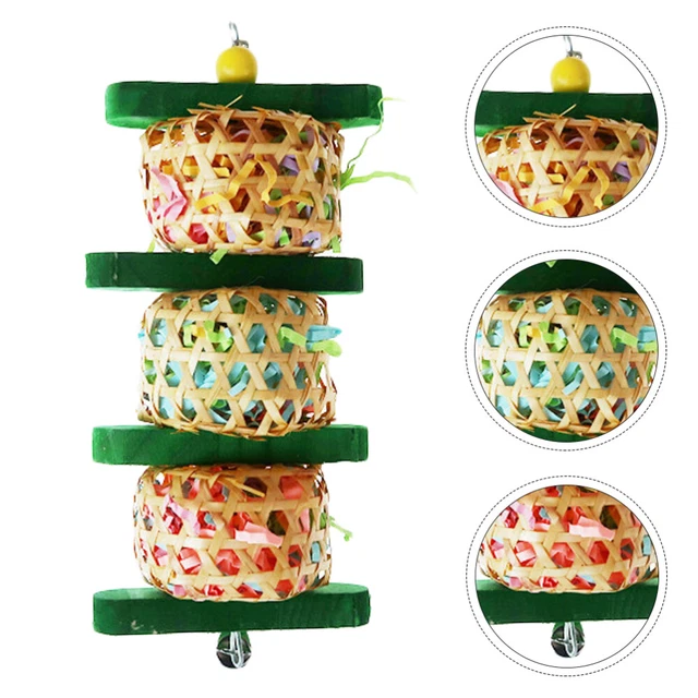 Hängende Rattan Ball Spielzeugpapagei Glockenspielvogel Kaut Spielzeugvogel