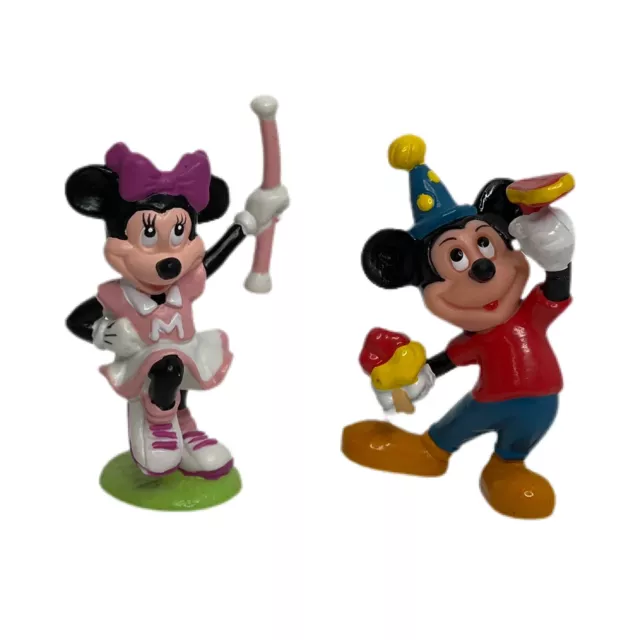 Lot Of 2 Disney Applause Mickey Mouse Party Hat Minnie Mouse Baton PVC Figurines