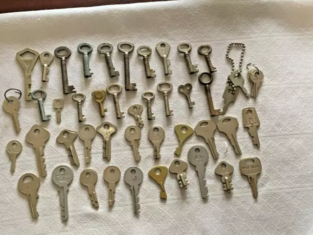 Job Lot Of 46 Small Vintage Metal Keys for Vintage Boxes, Padlocks,Cabinets etc.