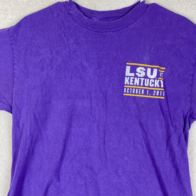 LSU Tigers vs Kentucky Wildcats Shirt NCAA Size Medium Short Sleeve Shirt Purple 2