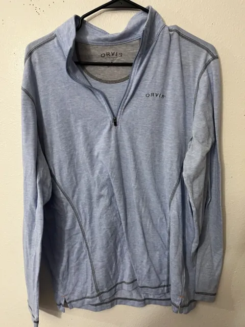 Orvis Classic Collection Active Shirt Mens M Blue Long Sleeve 1/4 Zip Pullover