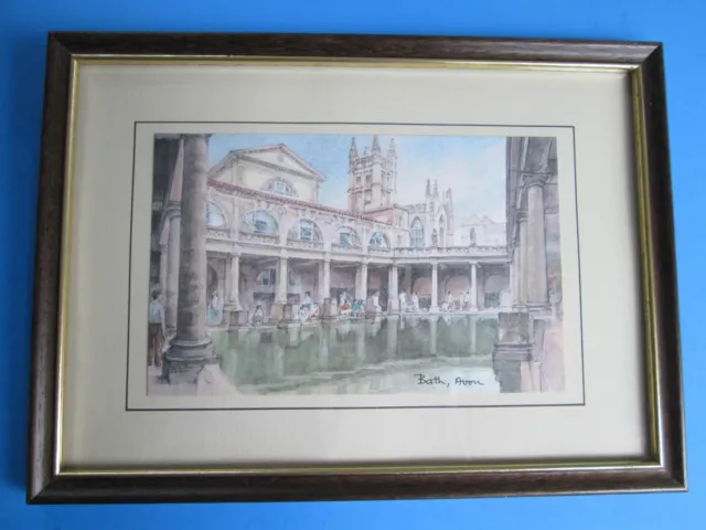 Framed Print ROMAN BATHS In Bath England From Orig. Watercolor by David Skipp