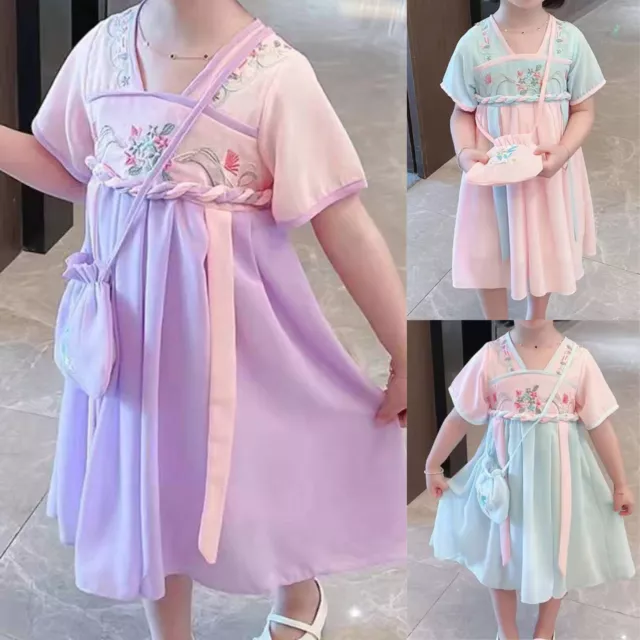 Girls Hanfu Dress Chinese Traditional Costume Tang Ming Dynasty AU Kids Fashion
