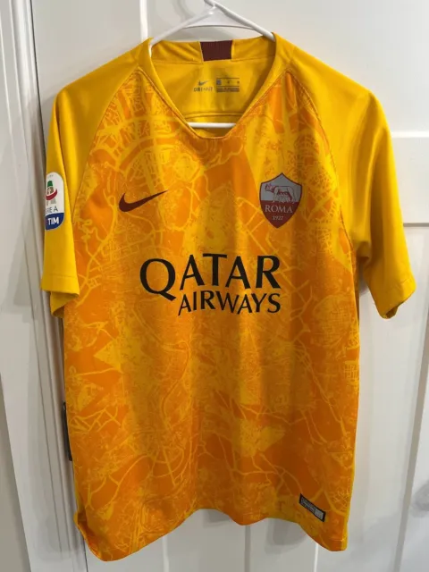Nicolo Zaniolo 22 Medium 2018 19 Nike AS Roma Third Yellow Jersey  Kit