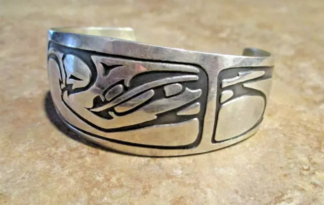 Vintage NORTHWEST COAST INDIANS Haida Sterling Silver EAGLE BIRD Design Bracelet