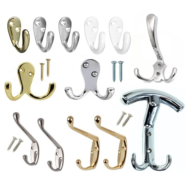 Chrome Brass  WALL/DOOR HOOKS Robe Hat Coat Bedroom Bathroom Hanger Storage