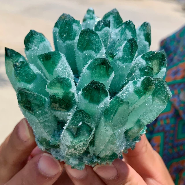 420G New Find green Phantom Quartz Crystal Cluster Mineral Specimen Healing