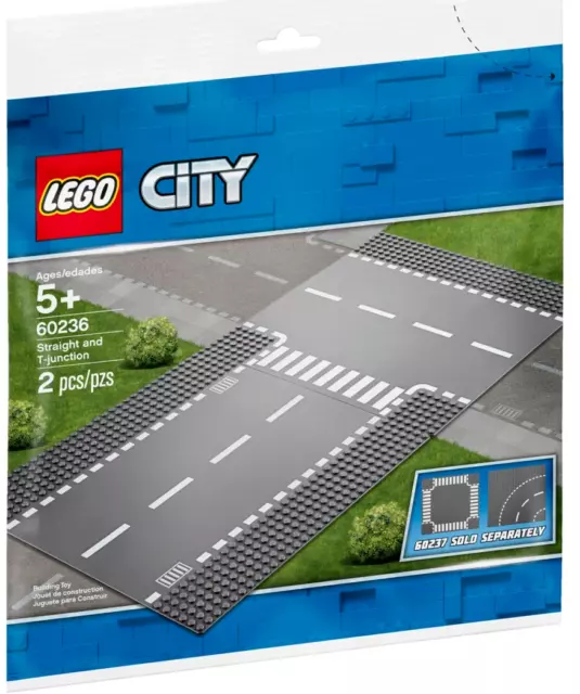 5x LEGO® 60236 GERADE und T-KREUZUNG Straßenplatten 32x32,  NEU, OVP versiegelt