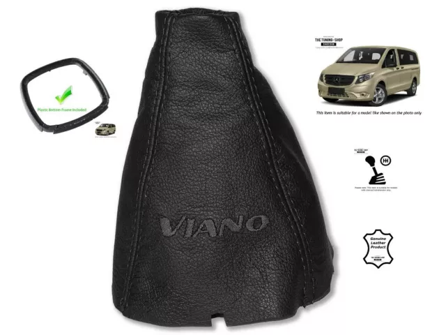 Gear Gaiter Plastic Frame For Mercedes Viano 2014-2018 Leather Black Embroidery