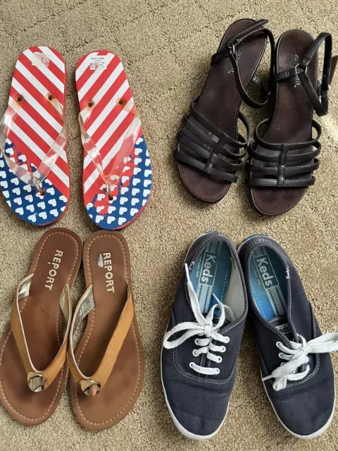 lot of 4  sandal/flip flop/sneaker keds/report/espirit size 6