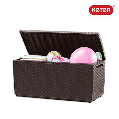 Extérieur Keter Capri 302 Keter Caisse Coffre Banc avec Roues Rotin Brown Intérieur 