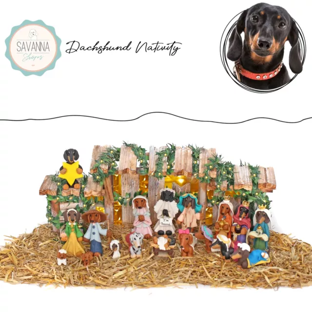 SAVANNASHOPS Dog Nativity Dachshund Gifts - Nativity Sets - Dachshund Teckel