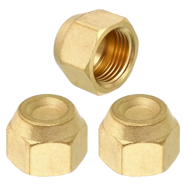 1/2" Brass Flare Cap 3Pcs SAE Flare Fitting 45 Degree 3/4-16UNF Female Thread