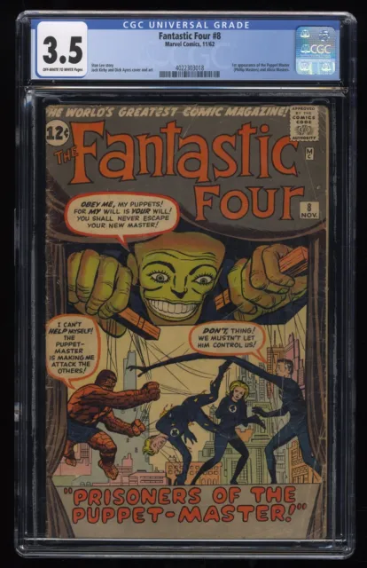 Fantastic Four #8 CGC VG- 3.5 Off White to White 1st Appearance Puppet Master!