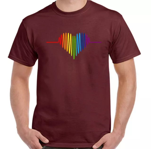 T-shirt LGBT Gay Pulse Heart da uomo orgoglio colori arcobaleno outfit maglietta abbigliamento 6