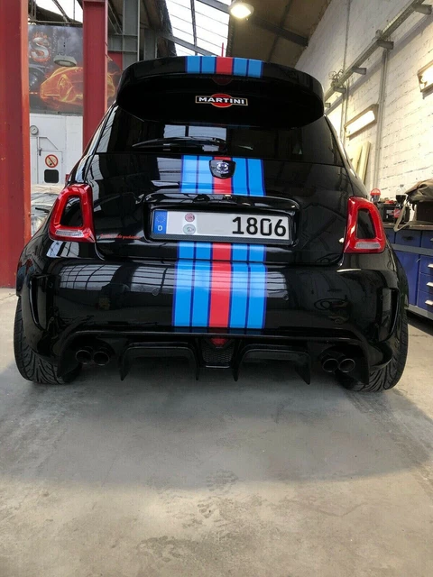 Martini Deco Kit BLACK & WHITE Compatible Fiat 500 and ABARTH - Le Mans Racing Sticker Adaptable to All Vehicle Types - Denmark