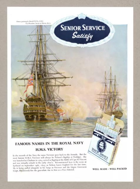 Senior Service Cigarettes HMS Victory Vintage Advert 1959 10.75" x 8"