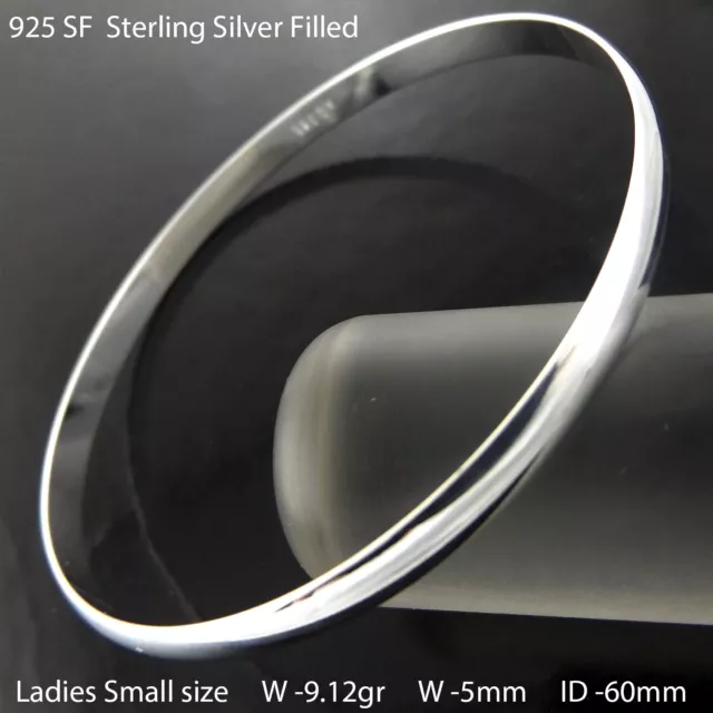 Bracelet Real 925 Sterling Silver Filled Solid Ladies Small Sz Cuff Bangle 60mm