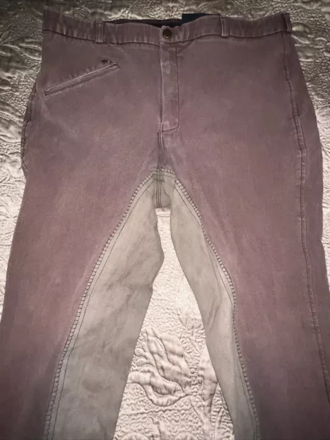 Neddys Equestrian Full Seat Breeches  Size 34-  Brown- Leather Horseback Riding