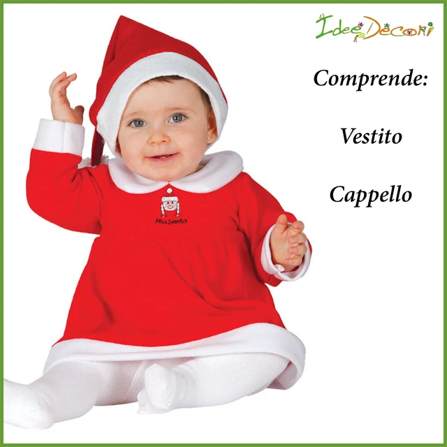 Costume da babbo Natale bambina neonato vestito rosso con cappello Santa Clauss