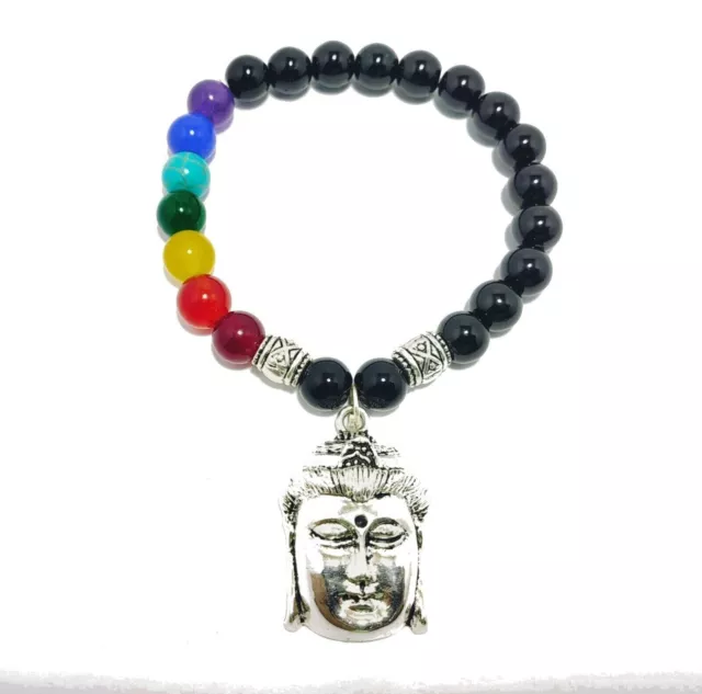 Pulsera de cristal de 7 chakras piedra de ansiedad cristal de Reiki