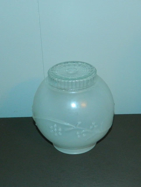 vintage white glass Flowered ceiling light lamp shade cover 3.25" fitter