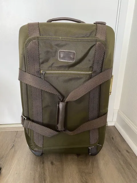 Tumi Alpha Bravo luggage with 2 wheeled carryon olive green