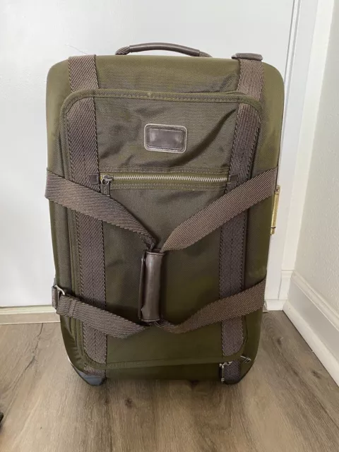Tumi Alpha Bravo luggage with 2 wheeled carryon olive green