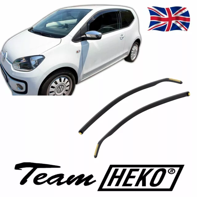 SET OF FRONT HEKO TINTED WIND DEFLECTORS for VW UP! 3 DOOR 2012-up 2pc