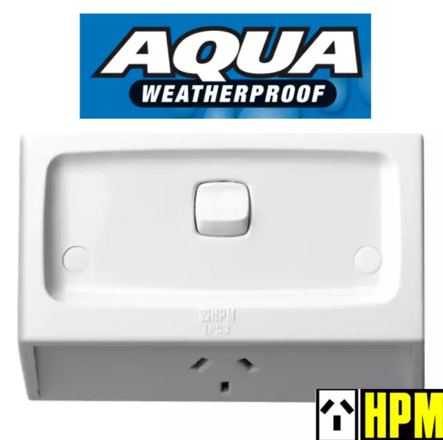 HPM AQUA Weatherproof IP53 Flush Switched Powerpoint GPO Outlet Socket 10A