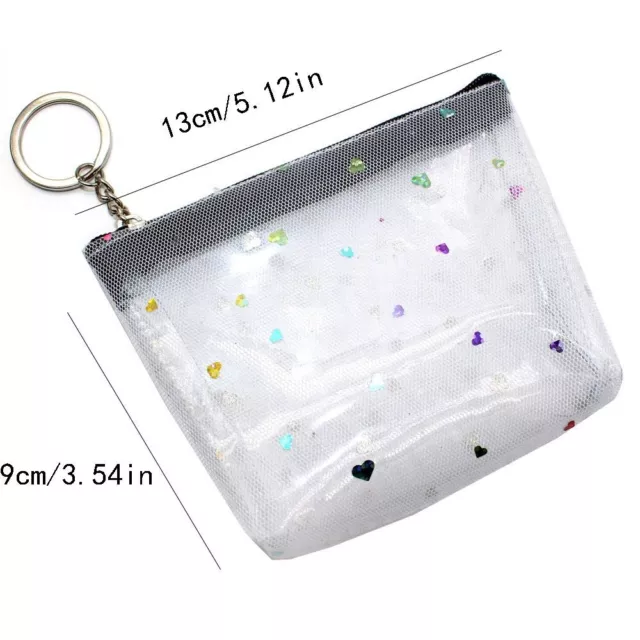 HEART SMALL WALLET Zipper Card Storage Bag Fashion Transparent Coin ...