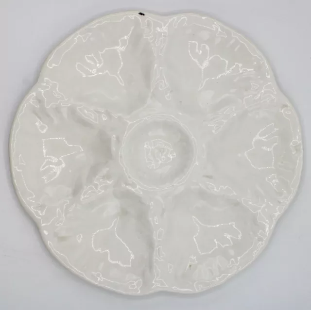 Assiette huître blanche vintage en céramique française 3