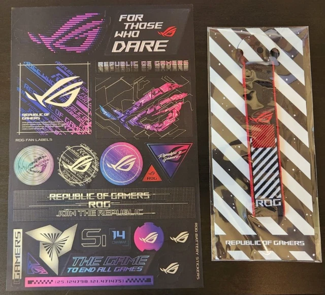 ASUS Rog Republic of Gamers Keychain and Sticker Sheet ASUS Rog Republic of Gamers Keychain and Sticker Sheet