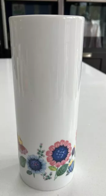 Vintage Gerold Porzellan Bavaria Germany Slim Vase Floral Pink Blue