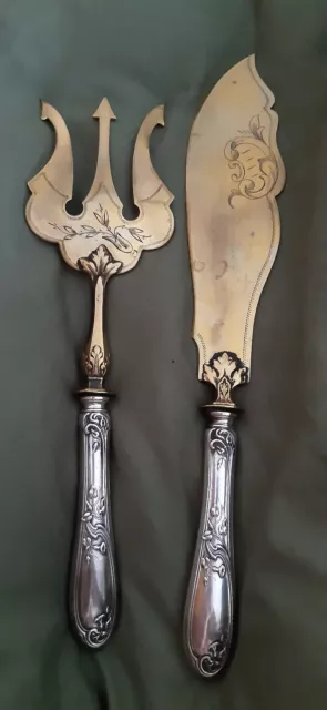 Anciens Couteau et Pelle à Tarte Argentés et Dorés