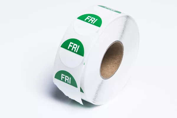 Friday Food Labels Round Hygiene Catering Labels Day Dot Full Week 1000 Stickers