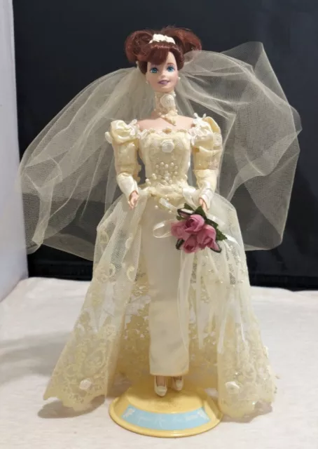 1996 Mattel Barbie Romantic Rose Bride Porcelain Wedding Flower Collection