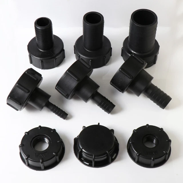 IBC TONNE DRUM Valve Adaptor 60MM Water Tank Fittings Connector Black