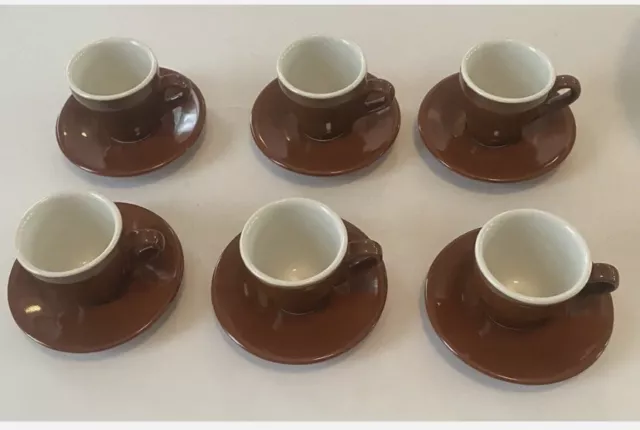 Brown Espresso Cups Nuova Point Sorrento short Style, Made in Italy!
