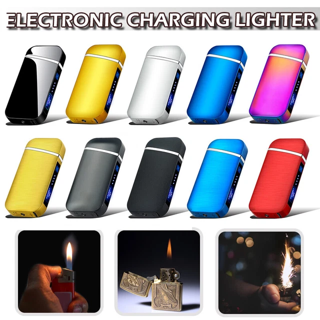 USB Rechargeable Dual Arc Plasma Electric Lighter Touch Flameless Windproof +t