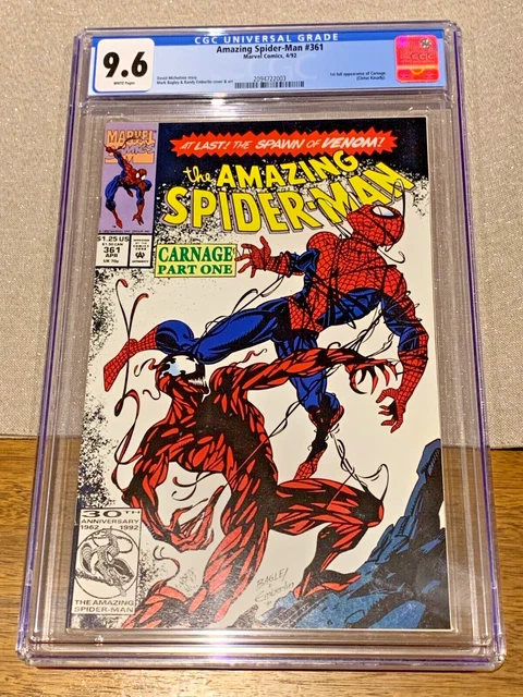 AMAZING SPIDERMAN #361 1991 CGC 9.6 1ST FULL APP CARNAGE - 1st PRINT ...