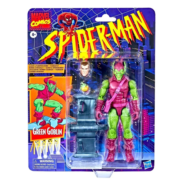 MARVEL LEGENDS SPIDERMAN Retro Green Goblin New Sealed W/ Glider
