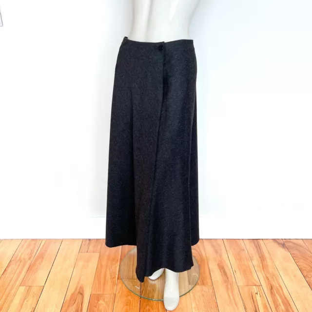 ARMANI Collezioni Made in Italy Wool Cashmere Wrap Maxi Skirt Dark Heather Gray