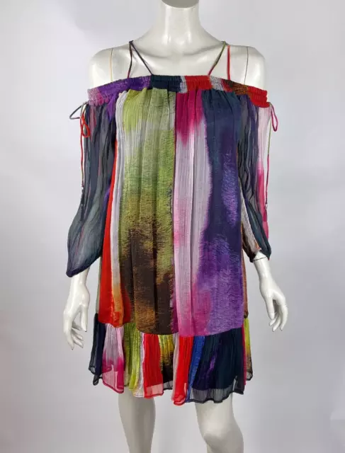 Anthropologie Floreat Zora Off the shoulder Dress Women XS Lined Chiffon Tunic